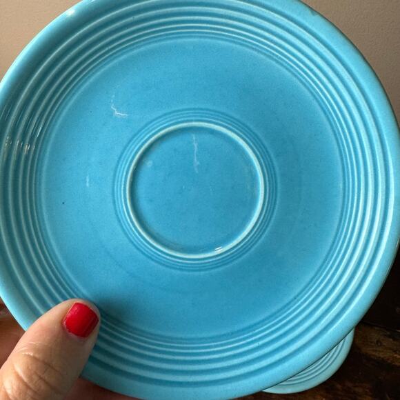 Set of 4 Fiesta Fiestaware Original Vintage 1937-1969 Turquoise Saucer Plates - Picture 2 of 9